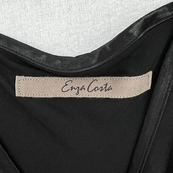 ENZA COSTA Dress Womens Medium 2 Black Satin Bias Slip Maxi Spaghetti Strap NEW - Picture 11 of 16